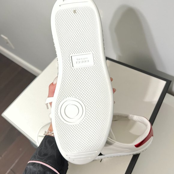 Gucci White Leather Crystal Studded Ace Lace Up Sneakers Size 38 - Picture 5 of 11